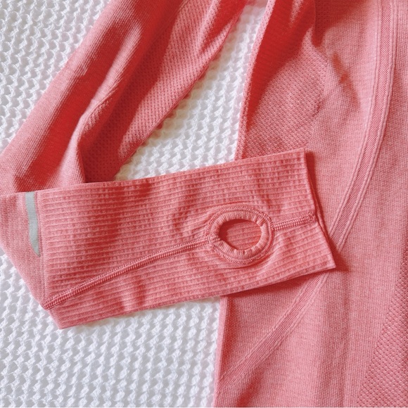 $88 LULULEMON RUN SWIFTLY TECH HALF ZIP SHIRT TOP sz 4 PINK CORAL LONG SLEEVE - Picture 6 of 9